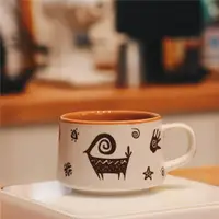 在飛比找ETMall東森購物網優惠-山羊圖騰和非洲鼓美式咖啡杯 拿鐵咖啡杯碟組合ins風陶瓷馬克