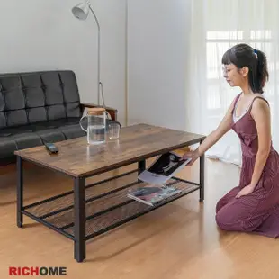 【RICHOME】伯明翰106CM工業風茶几/收納桌/置物桌/客廳桌/咖啡桌/工作桌(菱形網格設計)