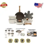 13-Piece Non-Stick White Cookware Set with Detachable Handles – Oven Safe