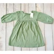 NWT Girls 3T H&M Peasant Sleeve Green Dress