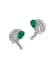 Bloomingdale's Fine Collection Emerald & Diamond Pear Triple Row Stud Earrings in 14K White Gold