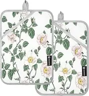 Large Pot Holders Heat Resistant England Tudor Rose Beauty Summer Flowers Potholder with Pocket Hotpads for Cooking Oven Mitts 2 Pack