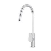 MEIR Piccola Round Pull Out Kitchen Mixer Tap - Dual Flow - Paddle Handle - Chrome