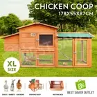 Chicken Run Coop Wooden House Rabbit House Bunny Duck Hutch Hen Cage 2 Stories