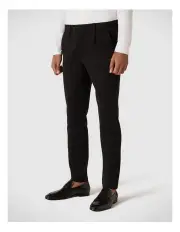 [Politix] Travel Jersey Check Tailored Pant in Black
