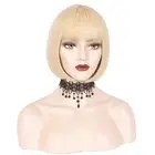 Short Blonde Wig with Bangs Blonde Bob Wig for Women Synthetic Hair Wig for W...