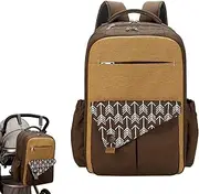 Ynnhik Diaper Backpack for Mom - Mommy Two Layer Backpack Diaper Bag | Large Capacity Waterproof Travel Tote with Multi-Function Charging Port Port, Brown, Se référer au descriptif
