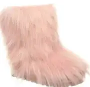 Bearpaw Sasha Pale Pink Faux Fur Real Sheepskin Wool Lined Furry Sherpa Boots 10