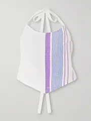 [BETTTER] BETTTER - Cropped Striped Linen Halterneck Top - Multi - small small Multi