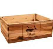 Large Wooden Wine Crate Holds Dozen Wine Bottles for Storage/Display21x12x3.4”