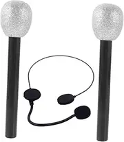 Vintage Party Microphone Props Set Glitter Pretend Play Fake Microphone for Boys and Girls Stage Show Dec