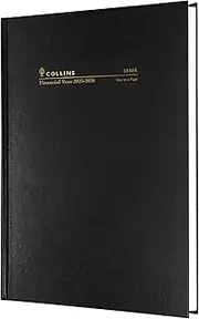 Collins 2025-2026 Financial Year Diary - A4 Day to Page Planner - Black