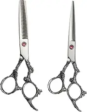 WRITWAA 2pcs Professional Stainless Steel Barber Scissors Haircut Thinning Shears for Precise Hair Cutting Salon