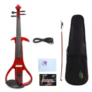 Advanced Red 4 String Electric Silent Violin 4/4 Nice Sound Free Case #EV3