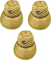 [LIFKOME] Bamboo Pineapple Hat Mini Sombrero Gardening Hat UV Cat Hats Wide Brim Sun Hat Hard Hat Shade Cover Rice Farmer Hats Sunshade Hat Large Brim Sun Hat Caps Dog Cap Bamboo Weaving