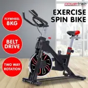 PowerTrain RX-600 Exercise Spin Bike Cardio Cycle Machine Home Gym Fitness- Red