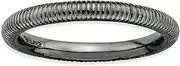 [JewelryWeb] 925 Sterling Silver Polished Ruthenium plating Stackable Black Plated Textured Ring Size 7-Stackable-Ring for Women