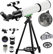 [BOSSDUN] Telescope, 70mm Aperture (20X-150X) Portable Refractor Telescopes for Astronomy Beginners, 500mm Professional Travel Telescope with Carry Bag, Astronomy Beginners Gifts, White