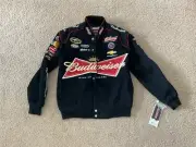 Vintage Brand New NASCAR Kevin Harivick BUDWEISER Jacket Mens Black Sz Small