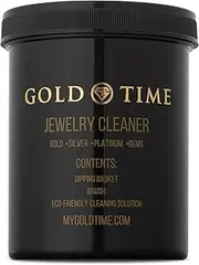 [GOLD GT TIME] Gold Time Jewelry Cleaner Kit – Safe for Gold, Silver, Platinum & Gemstones | Eco-Friendly Formula | Includes Dipping Basket & Brush | Gentle on Porous Stones Like Opals & Pearls | Easy-to-Use