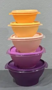 Tupperware 5 Piece Summer Sunset Servalier Bowl Set New