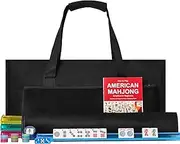 GUSTARIA American Mahjong Game Set, 166 White Tiles, 4 All-in-One Color Rack/Pushers, Complete Mahjong Tiles Set with Black Carrying Bag