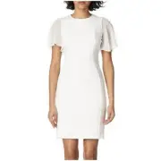 Dress womans Calvin K Chiffon Flutter Sheath Sleeve 20w Plus Size (WHITE) NWT