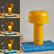 MAGICKK Mushroom Desk Lamp Portable Cordless Night Light USB Rechargeable Decor Lamp Dimmable Bedroom Room Lighting Table Light House Decor (Yellow)