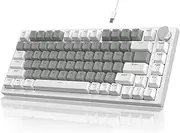 YINDIAO Ajazz AK820 Mechanical Keyboard with CNC Knob Control,75% ANSI Layout,82Keys Gasket Mount Wired Gaming Keyboard,5 Sound Absorbing Foam,Hot-swappable,White Backlit,for PC,MAC (White&Grey)