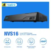 Reolink 16CH Home Security Camera 4K CCTV System PoE NVR Video Record RLN16-410