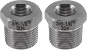 X AUTOHAUX 304 Stainless Steel Pipe Fittings 3/8" Male x 1/8" Female BSPT Reducer Hex Bushing 2 Pcs