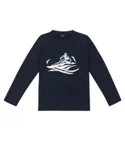 [Il Gufo] Il Gufo Printed cotton jersey top Y 8 blue