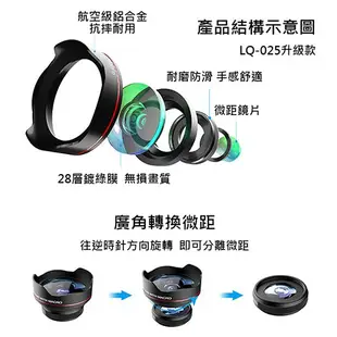 LIEQI LQ-045 無變形廣角鏡頭 0.6X廣角+10X微距 現貨 蝦皮直送