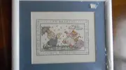 Framed Cross Stitch SING ALONG PAIR Nursery Baby IT'S RAINING 15x13 JCA New