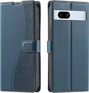 Compatible with Google Pixel 7a 5G Kickstand Case Cover,Compatible with Google Pixel 7a 5G Lanyard Magnetic Closure Wallet case Blue