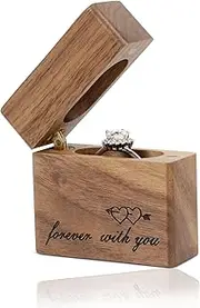HMGF WOOD Wooden Engagement Ring Box Small Slim Flat Ring Case Wooden Ring Box