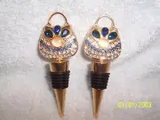 Set Of Two Faux Jeweled Purse Bottle Wine Stoppers New No Tag Or Box