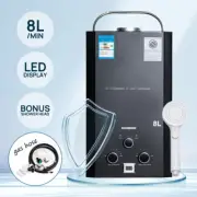 Portable Gas Hot Water Heater System 8L Caravan Outdoor Camping Shower Black
