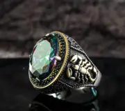 Handmade Jewelry 925 Sterling Silver Gift Scorpion Mens Ring Mystic Topaz Stone