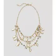 Ann Taylor Loft LOFT Pearlized Leaf Four Tier Drop Metallic Necklace $34.50 BLUE