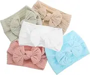 [GETAJGHSD] 5pcs Bowknot Elastic Headbands Comfortable Accessories for Daily Wear and Photoshoots Soft Braided Design