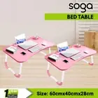 SOGA 2X Study Bed Table Adjustable Desk Stand with Notebook Cup Slot Holder Pink
