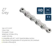 KMC Z7 (6-7 Speed Chain) — 116 Links / Grey — AUS STOCK — Bike Road MTB