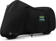 Motorcycle Cover Waterproof for Kawasaki KLR 650/R 1250 GS/Honda Africa Twin/V-Strom 1050XT, Heavy Duty Outdoor Sun UV Rain Dust All Weather Motorbike Cover with Soft Cotton Lining & Lock Hole-Balck