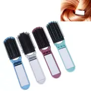 Folding hair brush with mirror compact pocket size travel car purse bag gift.MG