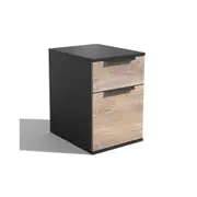Modern Furniture TRIBECA 2 Drawer Filing Pedestal Cabinet - Warm Oak & Black