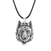Tibetan Silver Wolf Head Pendant Necklace Amulet Animal Viking Men Gift ATMG