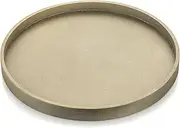 Hanobe Decorative Coffee Table Tray: Rustic Muted Metallic Gold Wood Tray Round Wooden Circle Trays 12" Farmhouse Centerpiece Candle Holder for Home Decor Living Room Ottoman Kitchen Counter Display