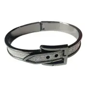 Express Chrome Silver Glitter Buckle Bangle Hinge Bracelet