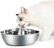 Ofat Home Cat Water Fountain Stainless Steel with Australia Power Adapter, Pet Drinking Fountain Dog Automatic Water Dispenser, 67oz/2L Large Area Ultra-Quiet Driven by Power Bank (360-drinking fountain)